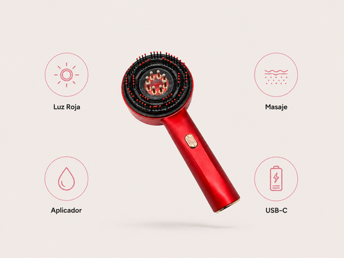 Cepillo Masajeador con Luz Roja y Aplicador de Sérum
