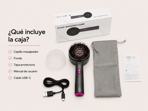 Cepillo Masajeador con Luz Roja y Aplicador de Sérum