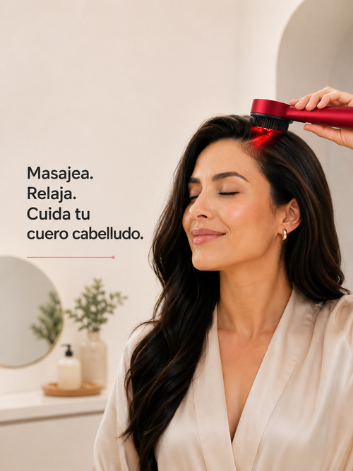 Cepillo Masajeador con Luz Roja y Aplicador de Sérum