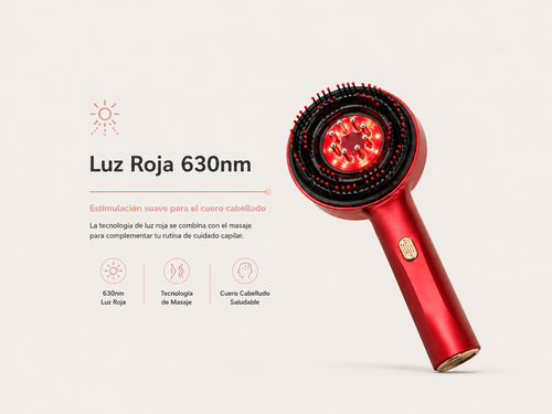 Cepillo Masajeador con Luz Roja y Aplicador de Sérum
