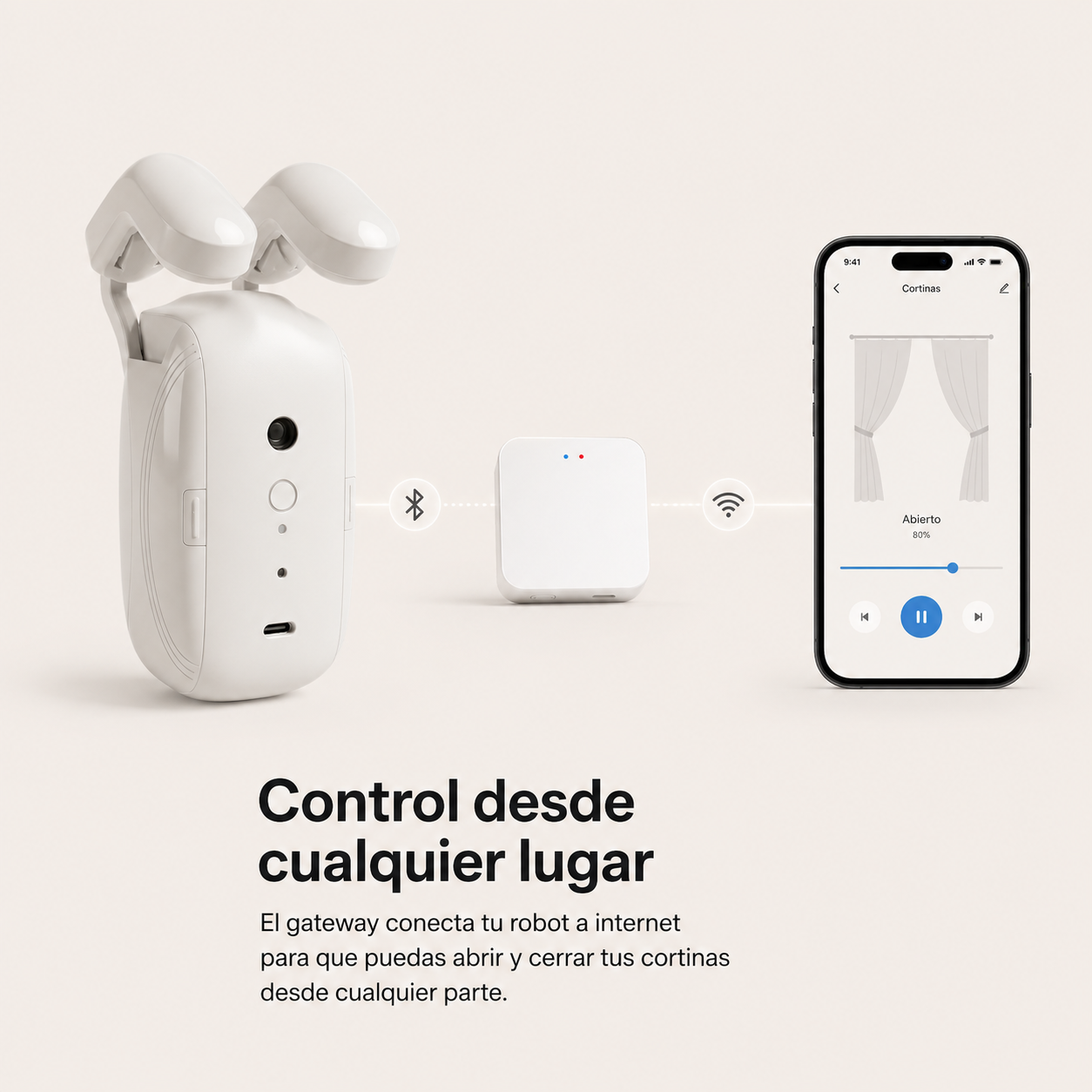 Kit Cortinas Inteligentes – Robot Bluetooth + Gateway WiFi Tuya