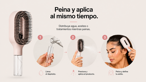 Cepillo Spray 2 en 1 para Control de Frizz y Baby Hairs