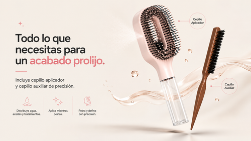 Cepillo Spray 2 en 1 para Control de Frizz y Baby Hairs