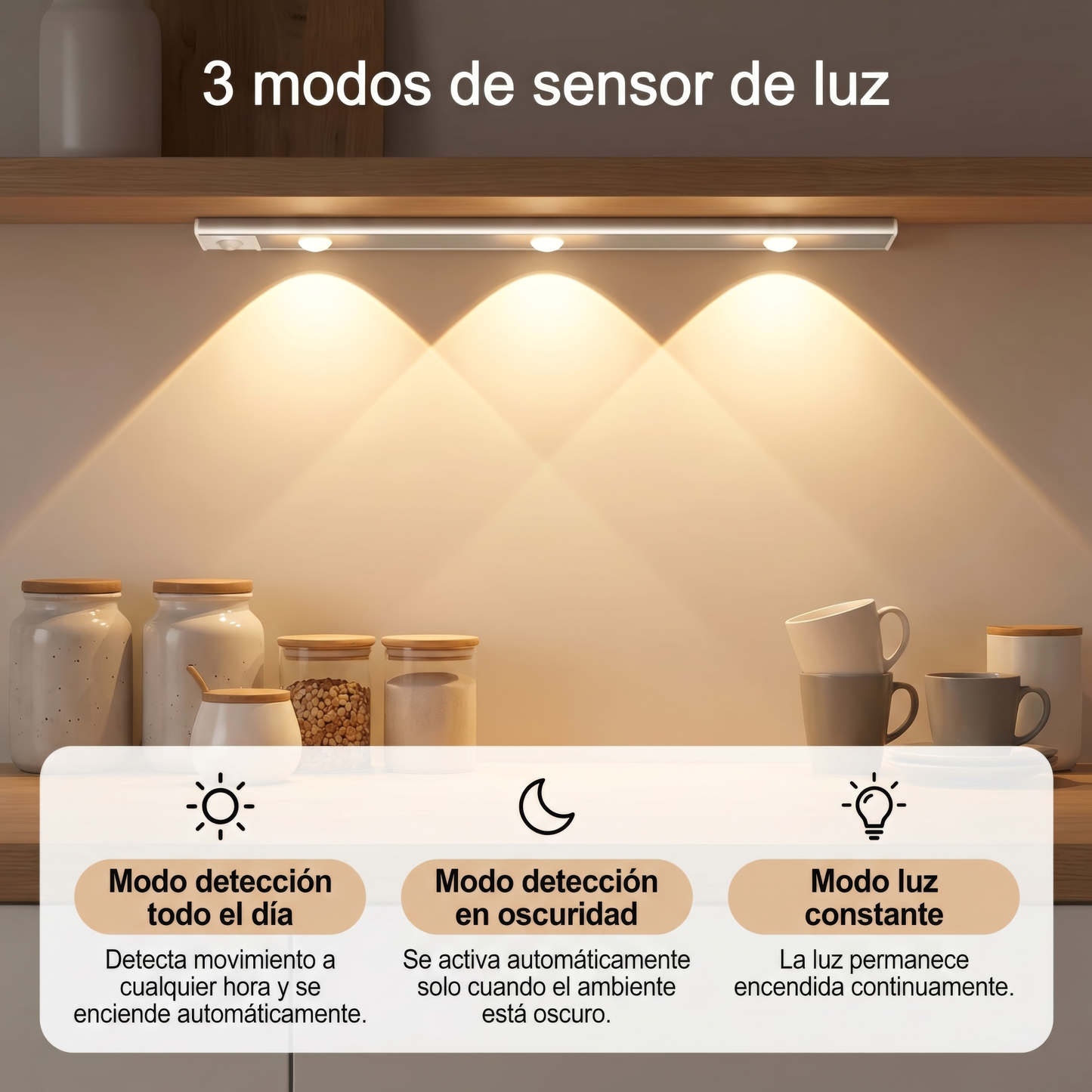 Luz LED con Sensor de Movimiento Recargable USB-C