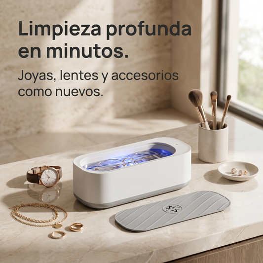 Limpiador Ultrasónico Recargable con UV – Joyas, Lentes, Brochas