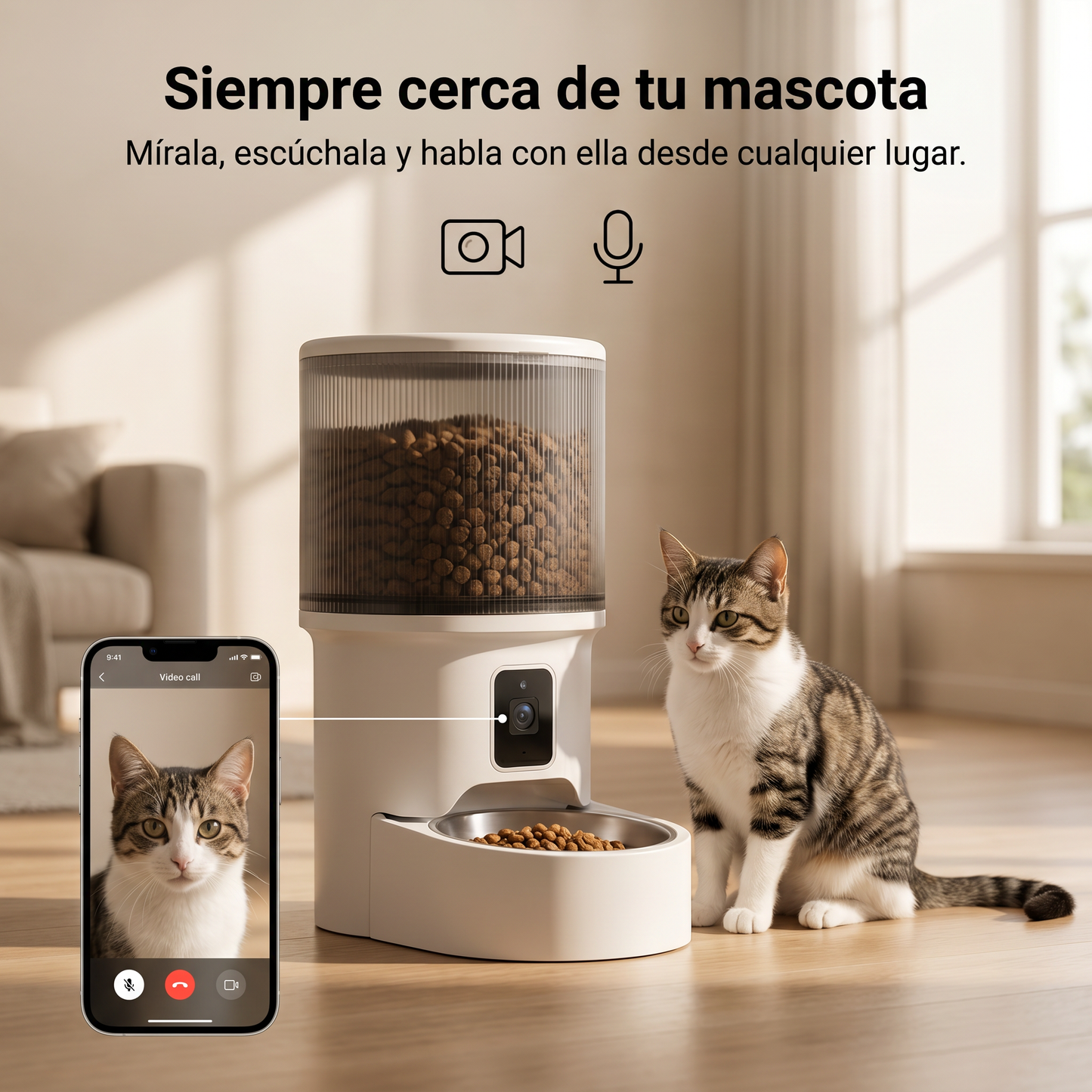Comedero Automático Inteligente para Gatos y Perros – Cámara WiFi 4L