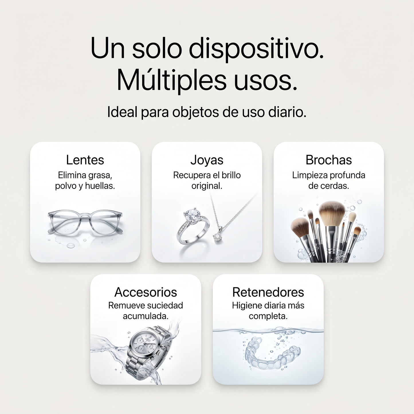 Limpiador Ultrasónico Recargable con UV – Joyas, Lentes, Brochas