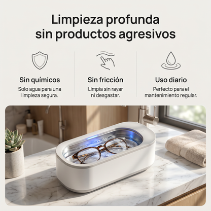 Limpiador Ultrasónico Recargable con UV – Joyas, Lentes, Brochas